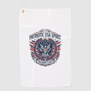 Serviette De Golf Icônes et symboles du bouclier de liberté patrioti