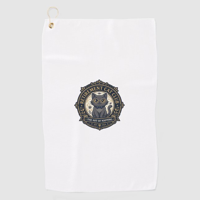 Serviette De Golf Idée cadeau chat papa chat retraite - Chat de retr (Devant)