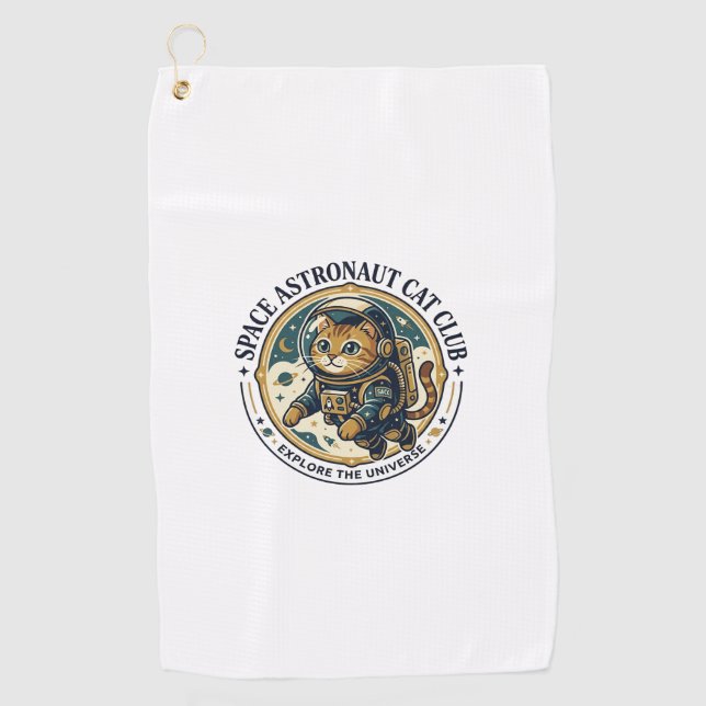 Serviette De Golf Idée cadeau papa chat astronaute spatial - Astrona (Devant)