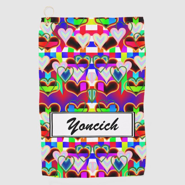 Serviette De Golf Illusion des coeurs par Kenneth Yoncich (Devant)