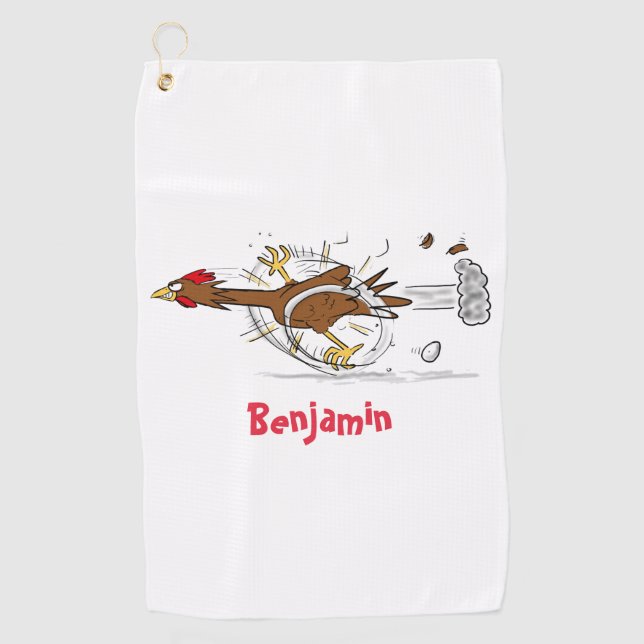 Serviette De Golf Illustration amusante de poulet cool (Devant)