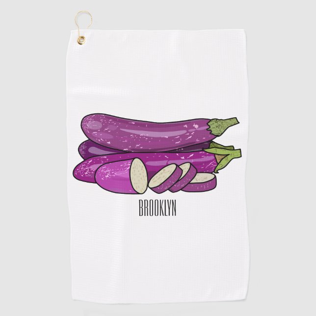 Serviette De Golf Illustration d'aubergine (Devant)