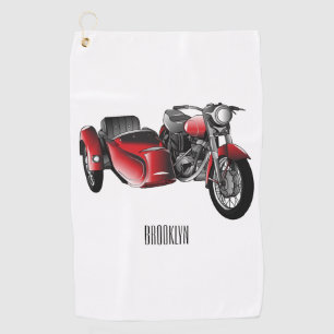 Serviette De Golf Illustration de bande dessinée de moto avec side-c