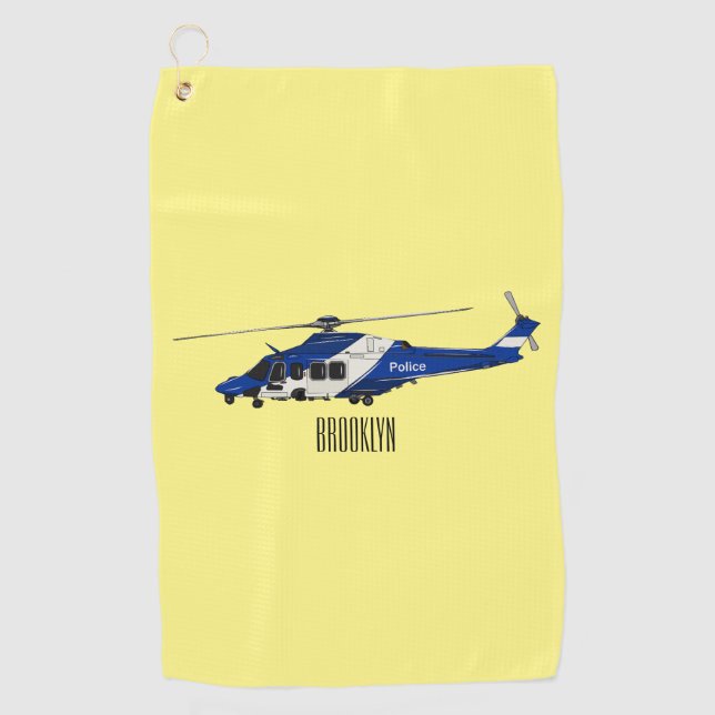 Serviette De Golf Illustration de bande dessinée d'hélicoptère de po (Devant)