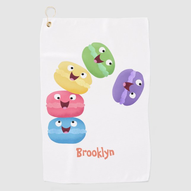 Serviette De Golf Illustration de caricature de macarons marrant mig (Devant)