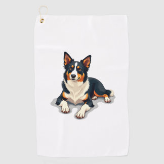 Serviette De Golf Illustration de chien vintage tricolore Border Col