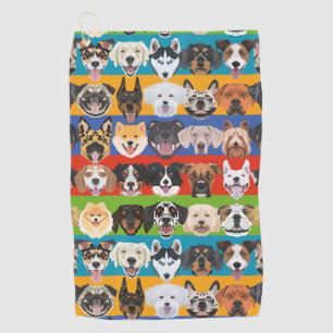 Serviette De Golf Illustration de chiens motifs colorés