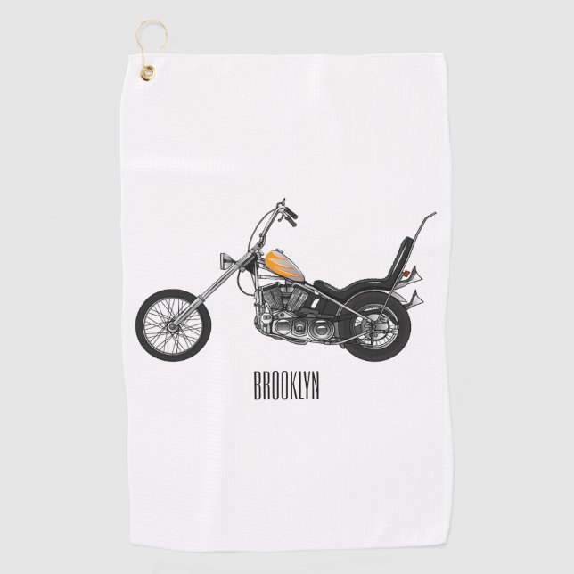 Serviette De Golf Illustration de Chopper Motorcycle 1950 (Devant)
