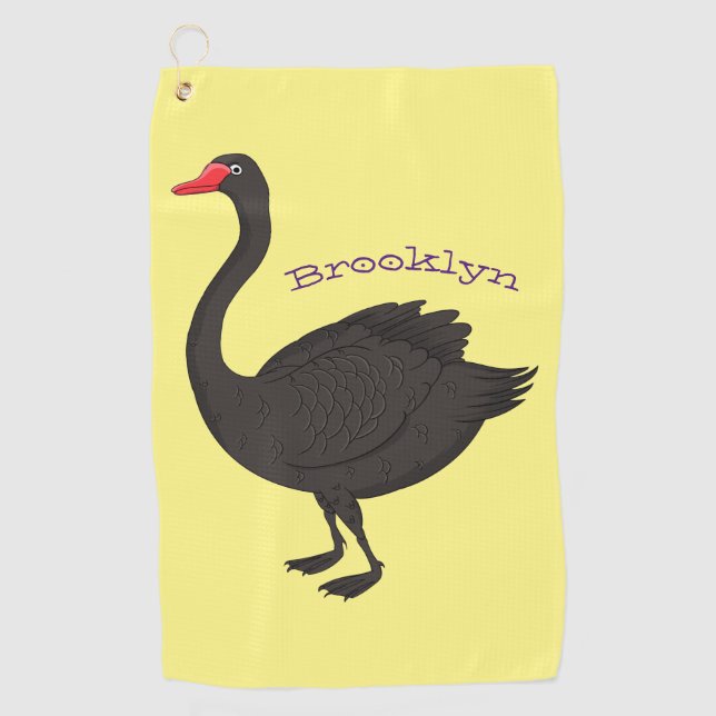 Serviette De Golf Illustration de cygne noir (Devant)