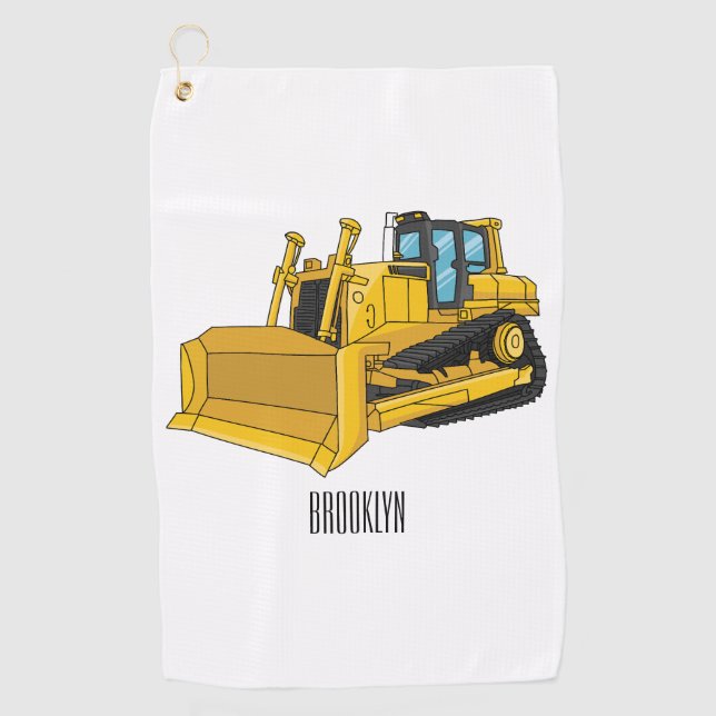 Serviette De Golf Illustration de dessin animé Bulldozer (Devant)