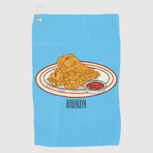 Serviette De Golf Illustration de dessin animé sur le poulet frit