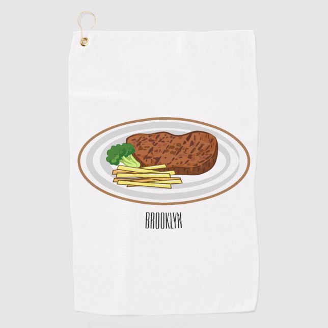Serviette De Golf Illustration de dessin de steak (Devant)