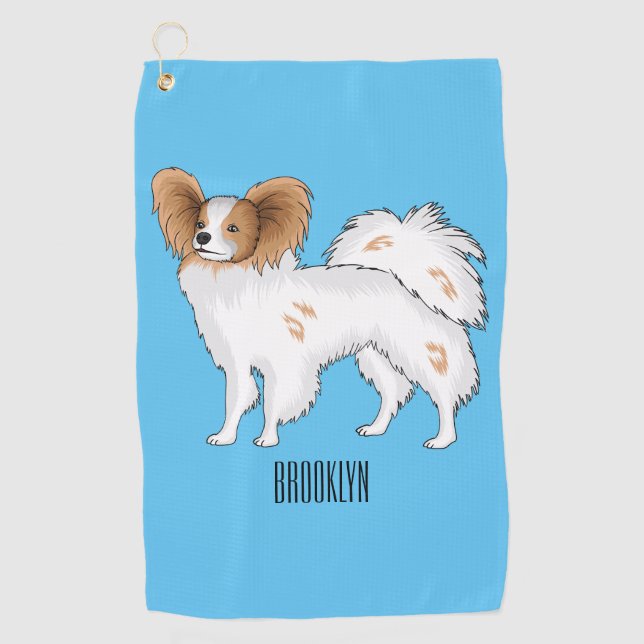 Serviette De Golf Illustration de dessin pour chien de Papillon (Devant)