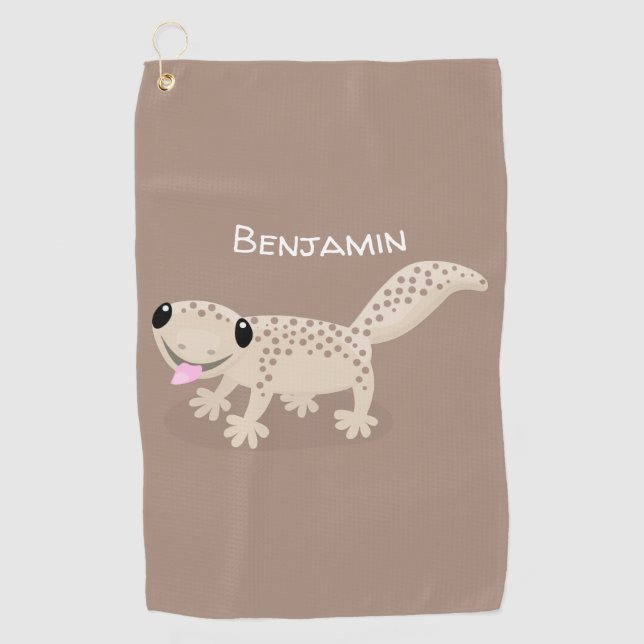 Serviette De Golf Illustration de gecko tan tan mignon (Devant)