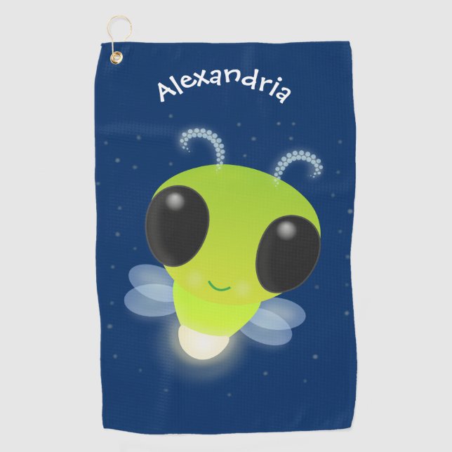 Serviette De Golf Illustration de la luciole vert mou (Devant)