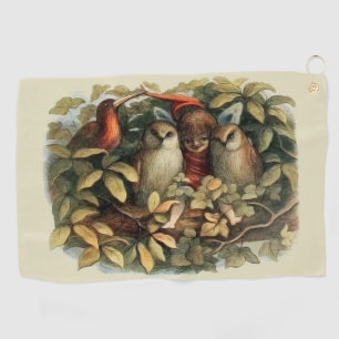 Serviette De Golf Illustration de la nature des hiboux et des fées d
