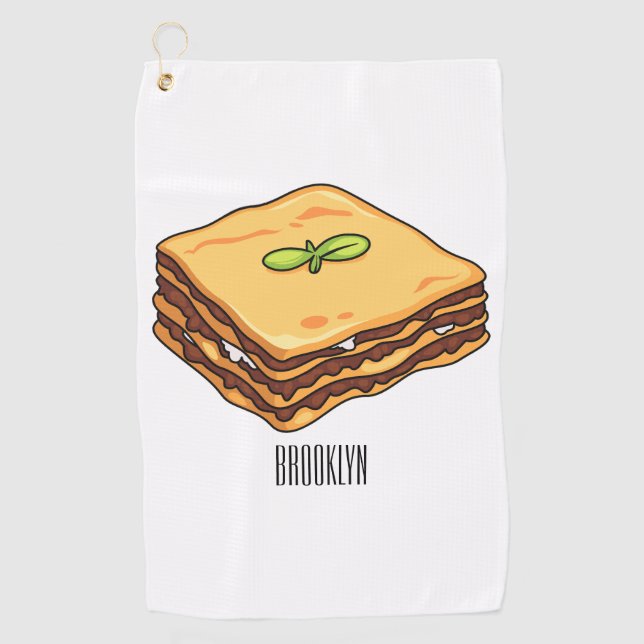Serviette De Golf Illustration de Lasagna (Devant)