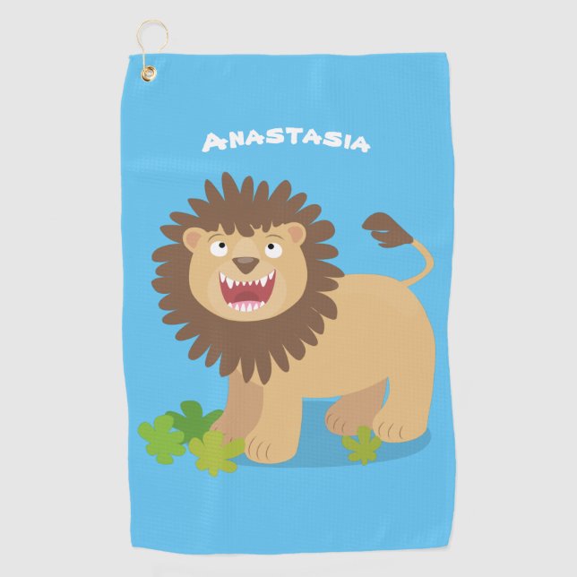 Serviette De Golf Illustration de l'effervescence de lions heureux (Devant)