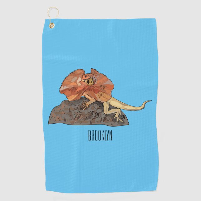 Serviette De Golf Illustration de lézard à col frisé (Devant)