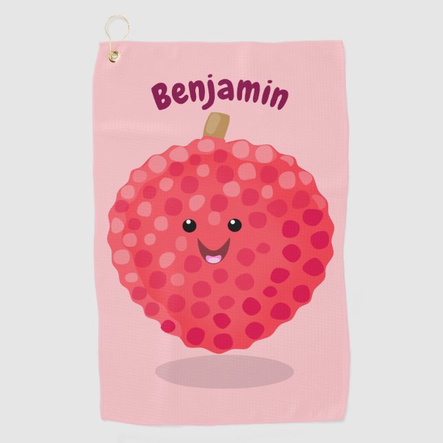 Serviette De Golf Illustration de litchee rose mignon (Devant)