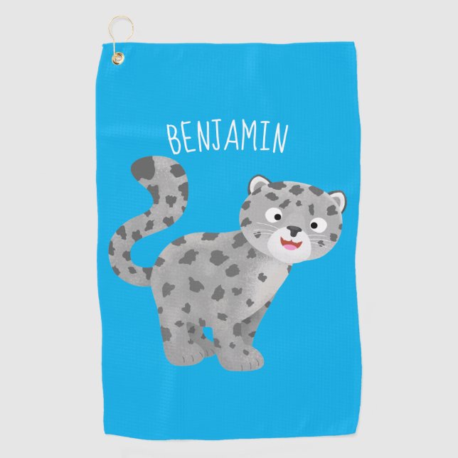 Serviette De Golf Illustration de mignon léopard des neiges (Devant)