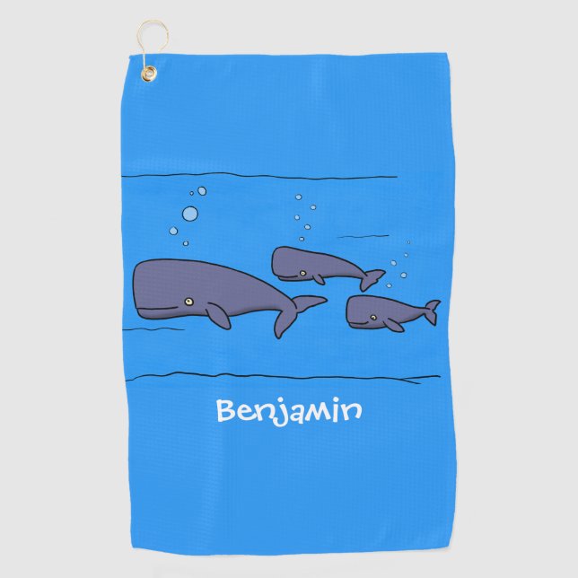 Serviette De Golf Illustration de mignonne migratrice de baleines à  (Devant)