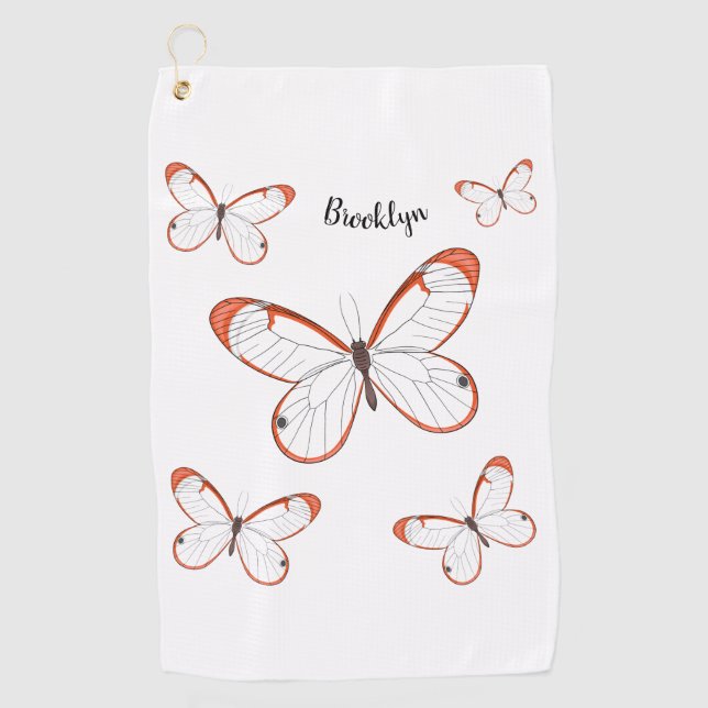 Serviette De Golf Illustration de papillon en verre (Devant)