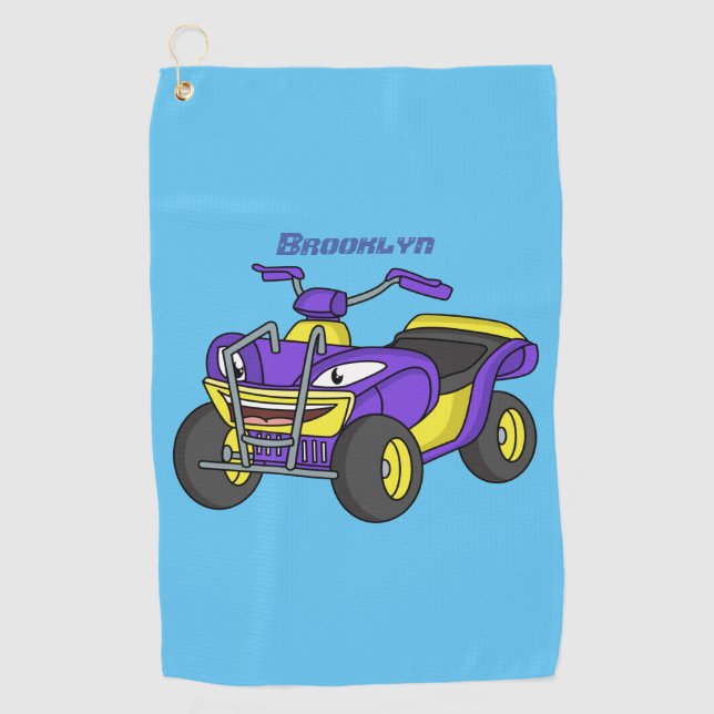 Serviette De Golf Illustration de quad violet de style cartoon (Devant)