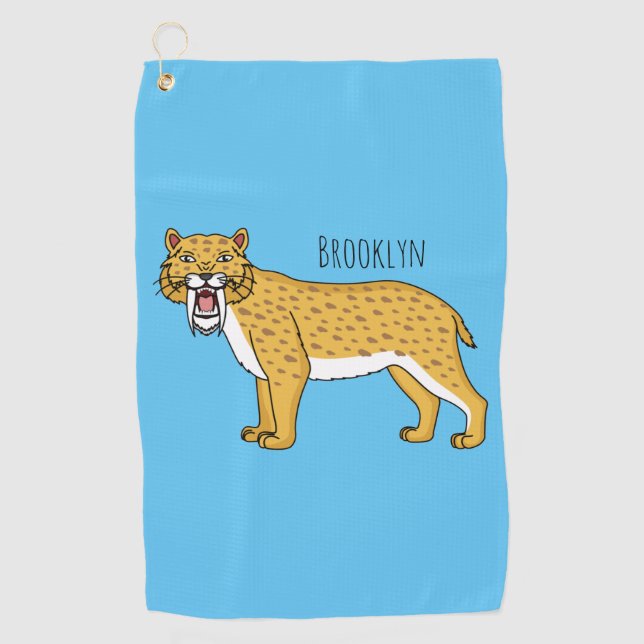 Serviette De Golf Illustration de tigre à dents de sabre (Devant)