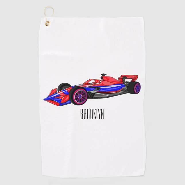 Serviette De Golf Illustration de voiture de course professionnelle (Devant)