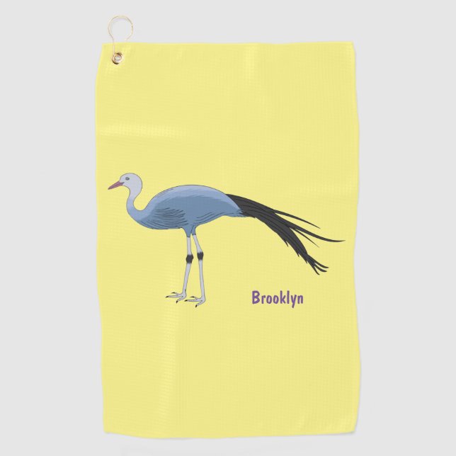 Serviette De Golf Illustration d'oiseau de grue bleue (Devant)