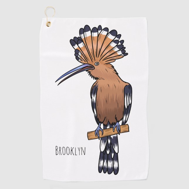 Serviette De Golf Illustration d'oiseau huppé d'Eurasie (Devant)