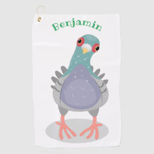 Serviette De Golf Illustration drôle de pigeon curieux