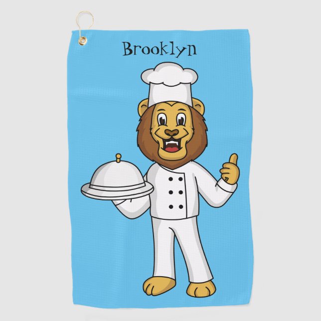 Serviette De Golf Illustration du chef mignon lion (Devant)