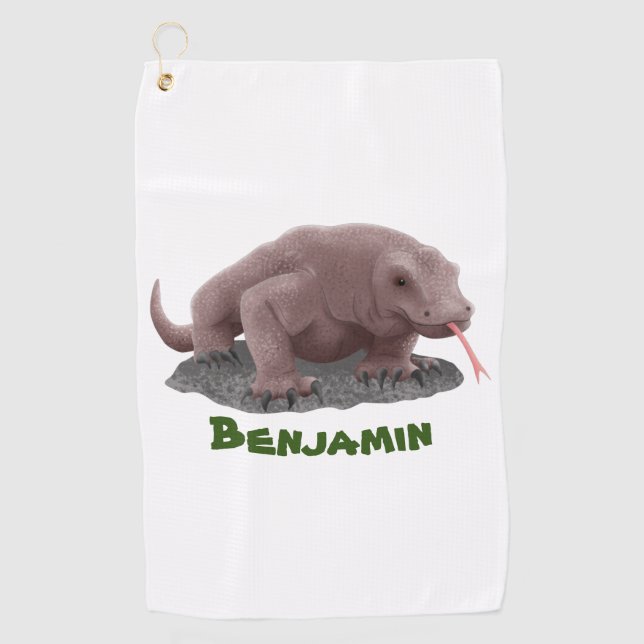 Serviette De Golf Illustration du dragon de Komodo (Devant)