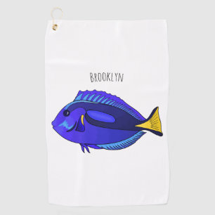 Serviette De Golf Illustration du poisson de la cuve bleue