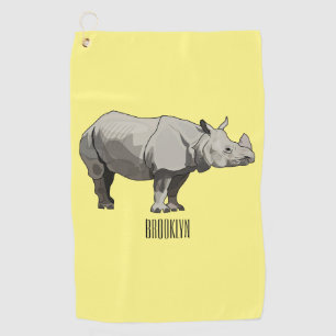 Serviette De Golf Illustration du rhinocéros de Javan