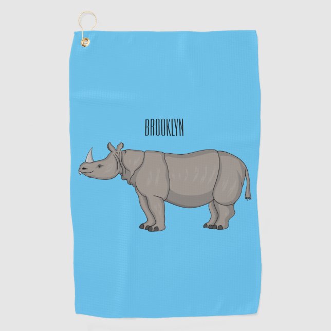Serviette De Golf Illustration du rhinocéros de Javan (Devant)