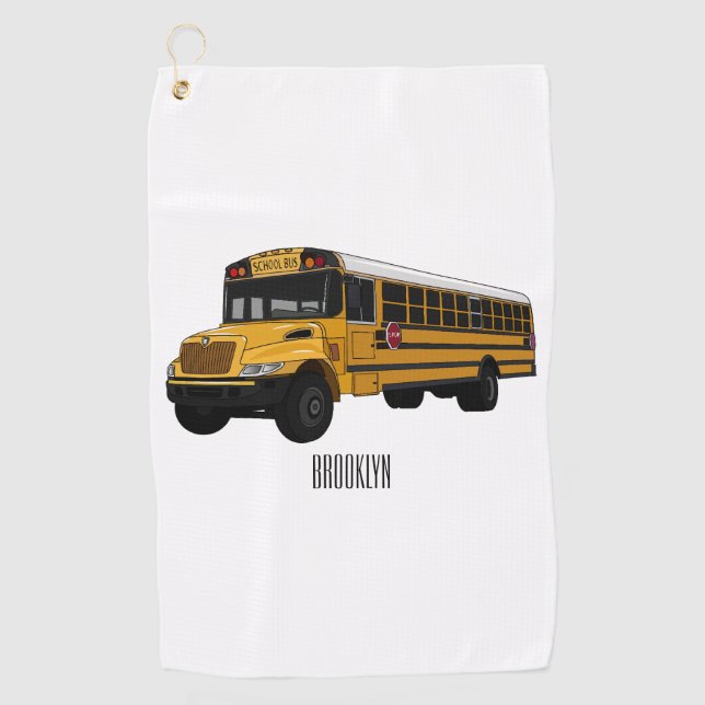 Serviette De Golf Illustration d'un autobus scolaire (Devant)