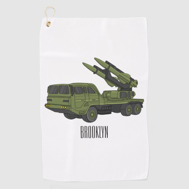 Serviette De Golf Illustration d'un camion de missiles militaires (Devant)