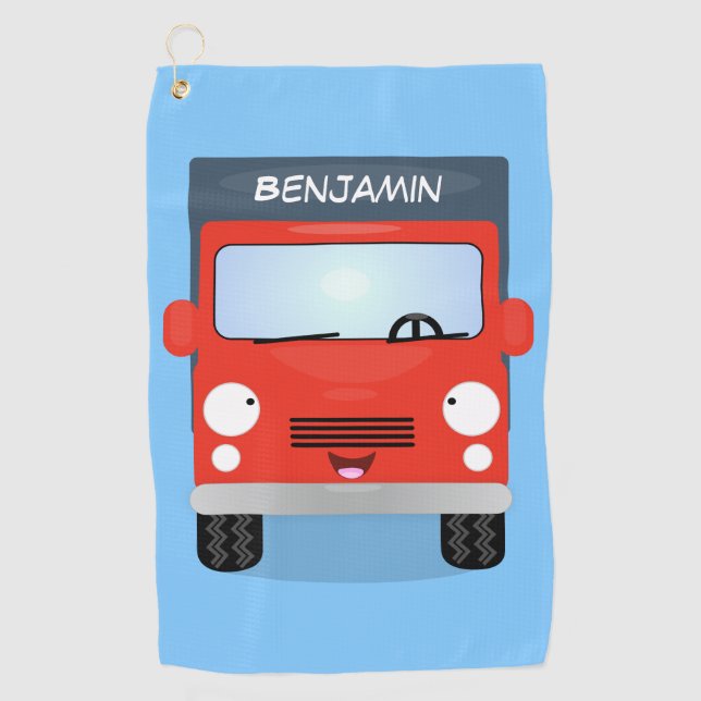 Serviette De Golf Illustration d'un camion kawaii rouge mou (Devant)