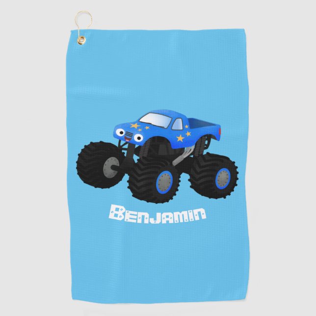 Serviette De Golf Illustration d'un camion monstre bleu mou (Devant)
