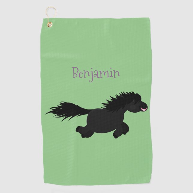 Serviette De Golf Illustration d'un poney de Shetland mignon (Devant)