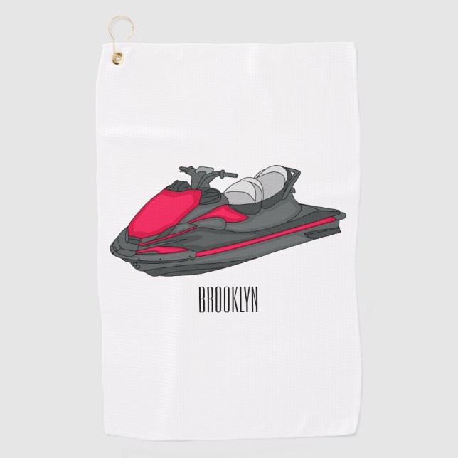 Serviette De Golf Illustration Jet ski (Devant)