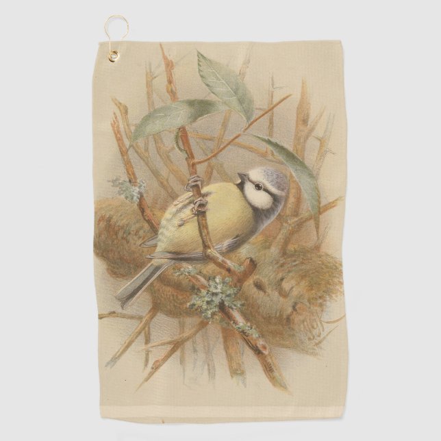 Serviette De Golf Illustration vintage de Bluetit (Devant)