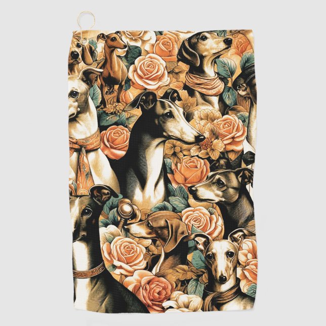Serviette De Golf Illustration vintage de Greyhound (Devant)