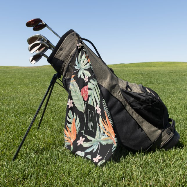 Serviette De Golf Imaginaire de feuillage à fleurs de Tropiques fonc (Vert)