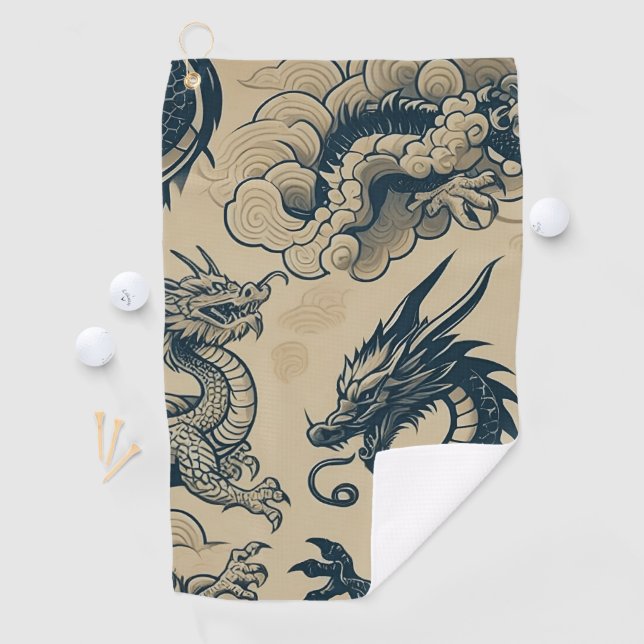 Serviette De Golf Imaginaire Dragons antiques (En situation)