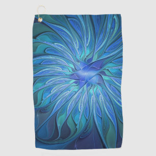 Serviette De Golf Imaginaire Fleur Bleue Motif, Art Fractal Abstrait