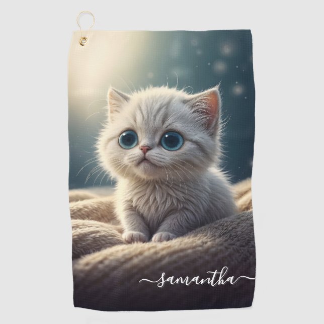 Serviette De Golf Imaginaire mignon bébé Kitty Chat Lover personnali (Devant)